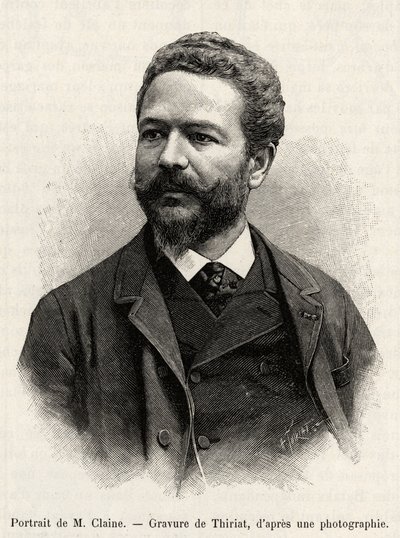 Portrait of Jules Claine, explorer and diplomat, author of the story. Engraving by Thiriat to illustrate the story 