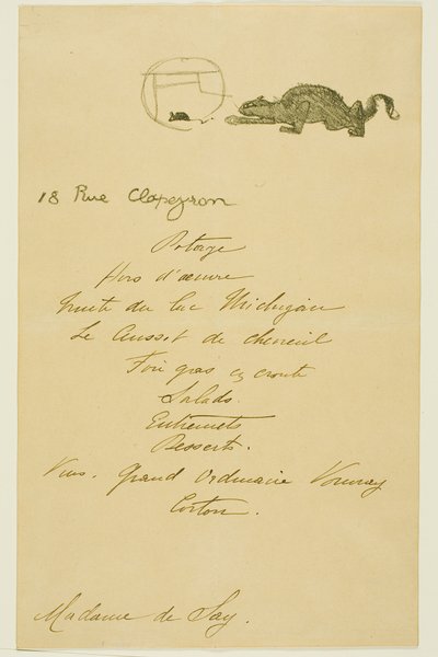 Menu for a Dinner given by May Belfort by Henri de Toulouse-Lautrec