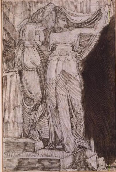 Two Female Figures Standing on Steps, Rome, May 1787 by Johann Heinrich Füssli