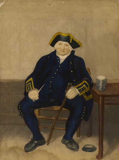 Portrait of Greenwich Pensioner, Seated with Clay Pipe and Tankard by Henry (after) Dawe