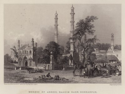 Mosque of Abdool Raheim Kahn, Burhanpur by Henry (after) Warren