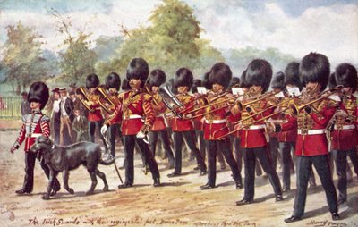 The Irish Guards with Their Regimental Pet Marching in the Park by Henry A. Payne