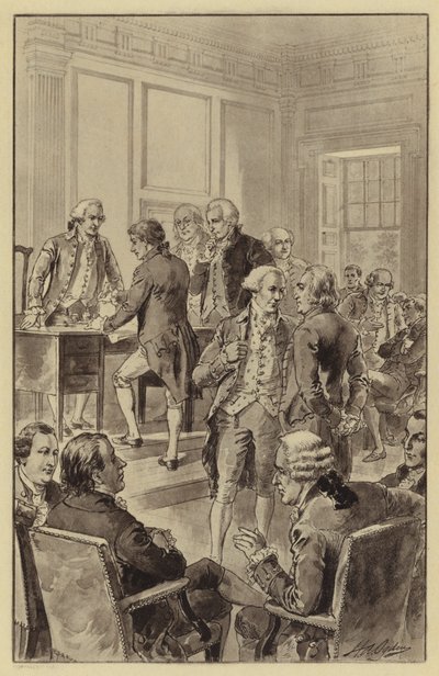 Signing of the Declaration of Independence, 4 July 1776 by Henry Alexander (after) Ogden