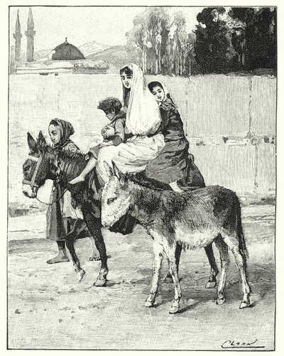 Several persons riding upon an ass by Henry Andrew Harper