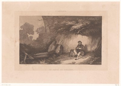Rock Wall with Resting Man (L