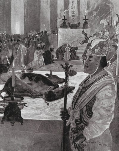 A Sacrifice in a Confucian Temple by Henry Charles Seppings Wright
