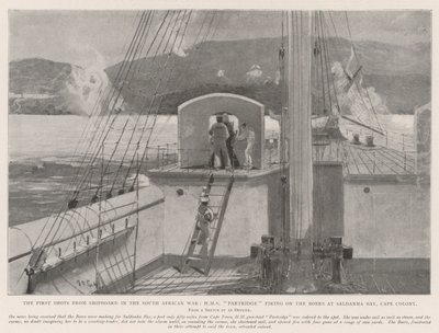 The First Shots from Shipboard in the South African War, HMS Partridge Firing on the Boers at Saldanha Bay, Cape Colony by Henry Charles Seppings Wright