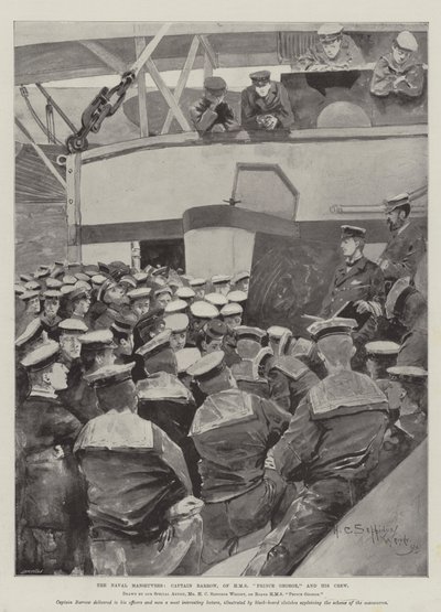 The Naval Manoeuvres, Captain Barrow, of HMS Prince George, and his Crew by Henry Charles Seppings Wright