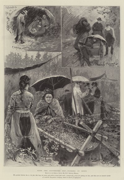 With the Distressed Hop-Pickers in Kent by Henry Charles Seppings Wright