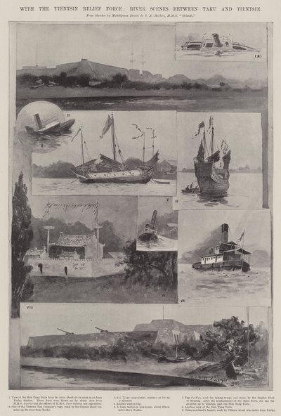 With the Tientsin Relief Force, River Scenes between Taku and Tientsin by Henry Charles Seppings Wright