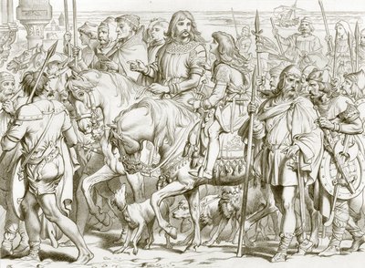 Hereward Enters the Consecrated Fortress of St Bertin by Henry Courtney (after) Selous