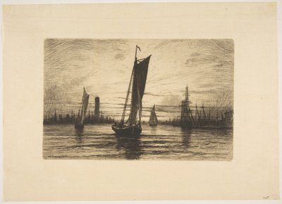 Sunset on the East River by Henry Farrer