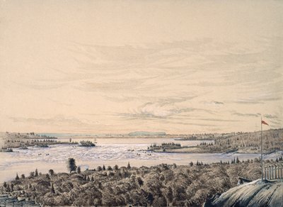 Sault de Ste. Marie between Lakes Huron and Superior, 1842 by Henry Francis Ainslie