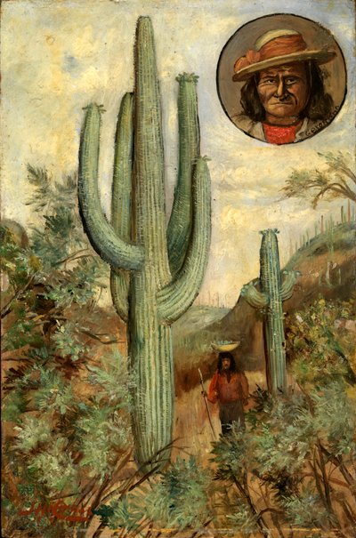 Cactus Landscape with Portrait of Geronimo, 1886-1909 by Henry H. Cross