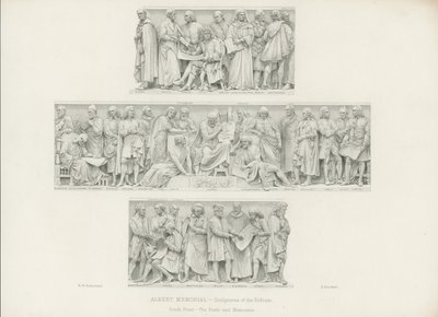 Sculptures on the podium of the Albert Memorial by Henry Hugh Armstead