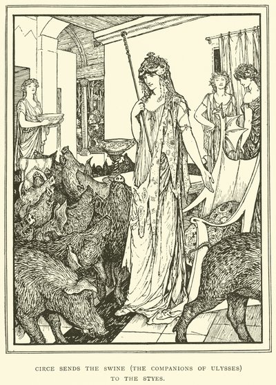 Circe Sends the Swine (The Companions of Ulysses) to the Styes by Henry Justice Ford