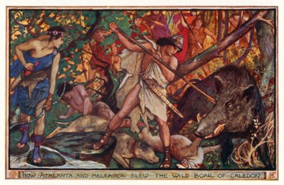 How Atalanta and Meleager slew the wild boar of Caledon by Henry Justice Ford