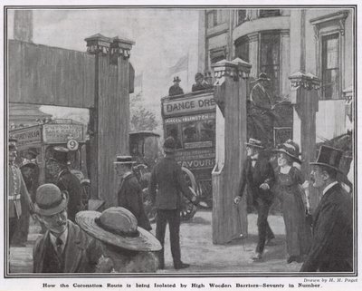 How the Coronation Route is Being Isolated by High Wooden Barriers by Henry Marriott Paget