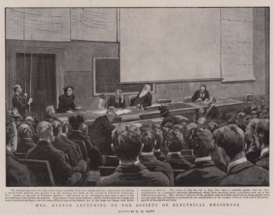 Mrs Ayrton Lecturing to the Society of Electrical Engineers by Henry Marriott Paget