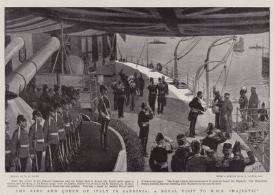 The King and Queen of Italy in Sardinia, a Royal Visit to HMS Majestic by Henry Marriott Paget