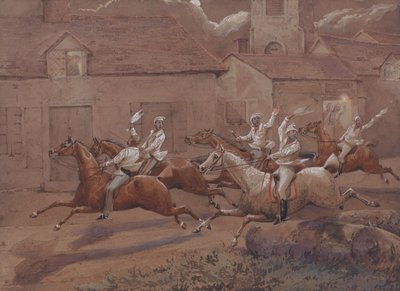 The Night Riders of Nacton: The Finish. Nacton Church and Village by Henry Thomas Alken