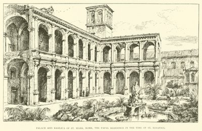 Palace and Basilica of St Mark, Rome, the Papal Residence in the time of St Ignatius (engraving) by Henry William Brewer