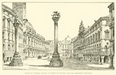 Piazza dei Signori, Vicenza, in which St Ignatius and his companions preached (engraving) by Henry William Brewer