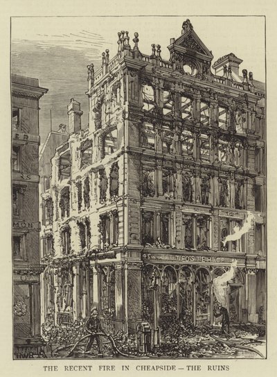 The Recent Fire in Cheapside, the Ruins by Henry William Brewer