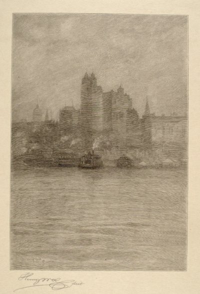 Lower New York in a Mist by Henry Wolf