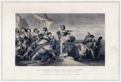 King Alfred Inciting the Anglo-Saxons to Repel the Invasion of the Danes, 896, c1847 by Herbert Bourne