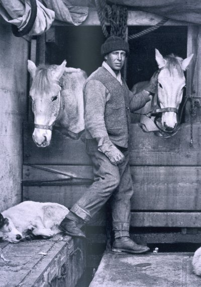 Capt. Oates and Two of the Ponies on the Terra Nova, from 