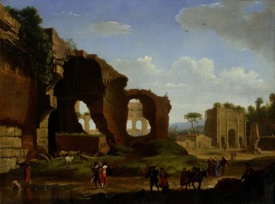 View of Rome with the Temple of Venus and Roma and the Colosseum by Herman van Swanevelt