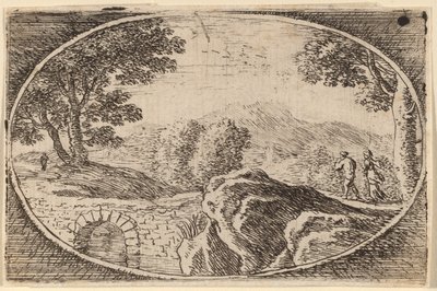 Two Figures near a Small Stone Bridge by Herman van Swanevelt