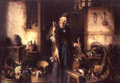 Kitchen Interior with a Man Holding a Hare by Hermann Kern
