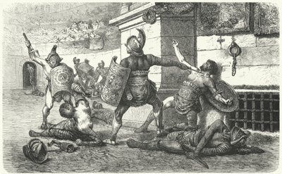 Gladiators Fighting in the Arena in Ancient Rome by Hermann Vogel