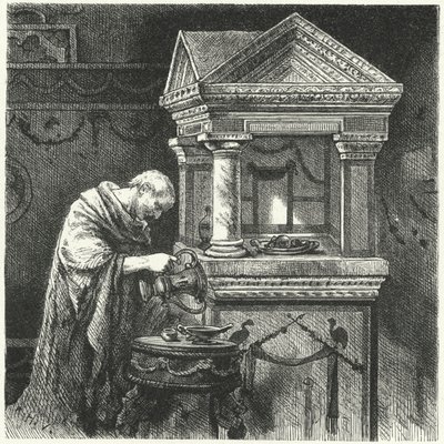 Making offerings in a temple in Ancient Rome by Hermann Vogel