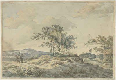 Landscape with Rider and Pedestrian (Landscape with Three Trees and Travelers) by Hermanus Fock