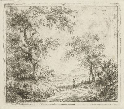 Landscape with Draftsman and Walker by Hermanus Fock