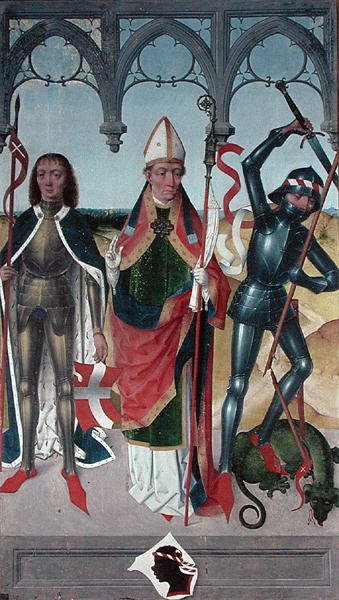 St. George, St. Nicholas and St. Victor of Marseilles, from the High Altar of St. Nicholas Church (detail) by Hermen Rode