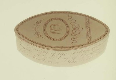 Freedom box, presented to James McCall by the Scottish Corporation of Cork, 1790 by Hester Bateman