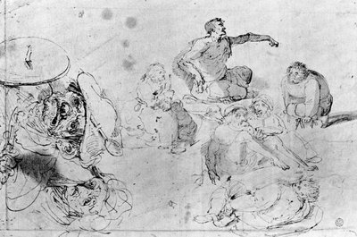 A page of sketches, attributed to Jerome Bosch by Hieronymus Bosch