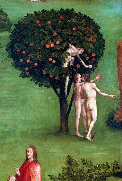 Tryptic of the Last Judgement, left panel. Adam and Eve in Paradise (detail) by Hieronymus Bosch