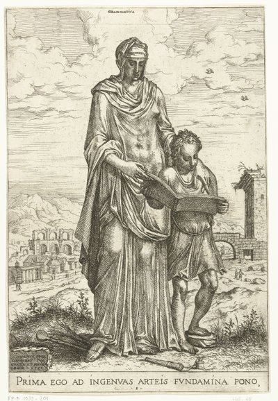 Grammar (Liberal Arts and Minerva, Apollo and Industria) by Hieronymus Cock