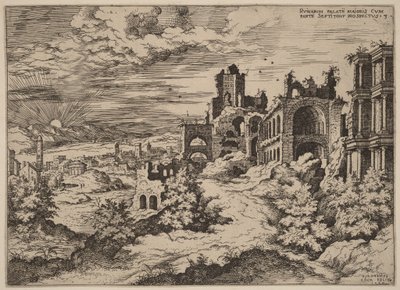 Ruins on the Palatine with a Panoramic Landscape by Hieronymus Cock