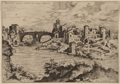 View of the Ponte Quattro Capi and the Island of the Tiber by Hieronymus Cock