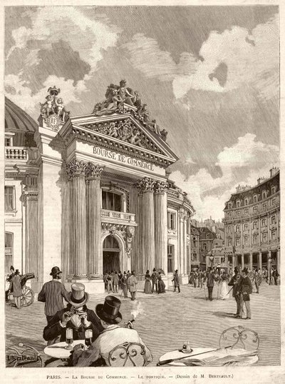 The Stock Exchange in Paris in 1889. Drawing by M. Berteault by Hippolyte Berteaux