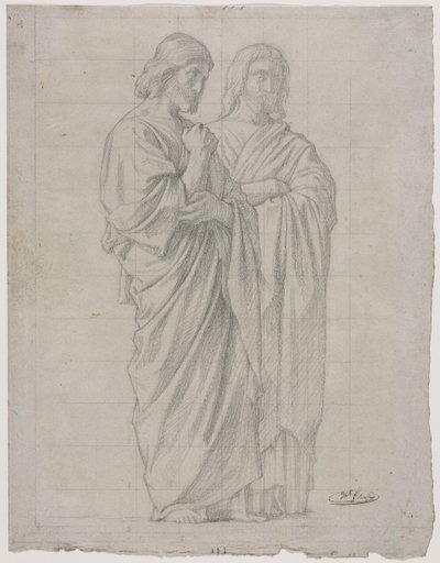 Two Standing Figures (Study for the Left Section of The Mission of the Apostles) by Hippolyte Jean Flandrin