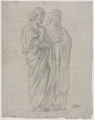 Two Standing Figures Study for the Left Section of The Mission of the Apostles by Hippolyte Jean Flandrin