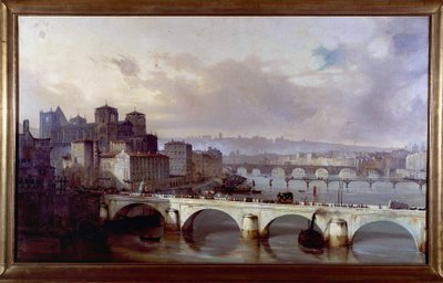 Procession Passing on the Bridge of the Archbishopric in Lyon (painting by Hyppolyte Leymarie, c. 1835-1840, Gadagne Museum in Lyon) by Hippolyte Leymarie