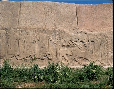 View of the base of reliefs of the Gate of the Sphinx by Hittite Hittite